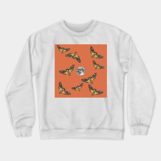 Death's Head Moth and Moons Orange Crewneck Sweatshirt